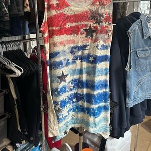 Vocal Red, Blue & White Star Striped Tank Top